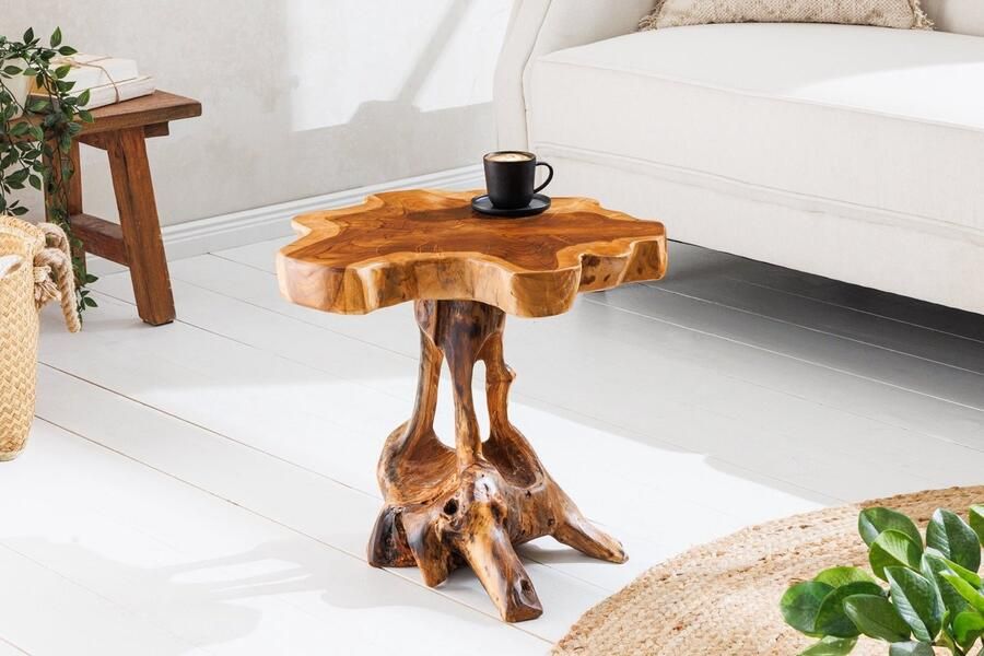 Invicta Interior Massief houten bijzettafel ROOT 40cm naturel teakhout gemaakt van wortelhout in paaldesign 44713 - Foto 3