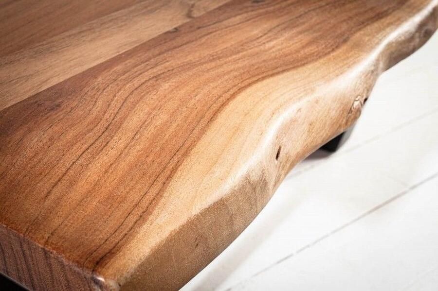 Invicta Interior Massief houten boomstam salontafel MAMMUT 110 cm acacia zwart metalen frame 3 5 cm tafelblad 40014 - Foto 3