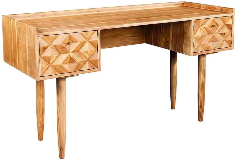 Invicta Interior Massief houten bureau ALPINE 135 cm natuurlijke acaciahoningafwerking met opberglades 43738