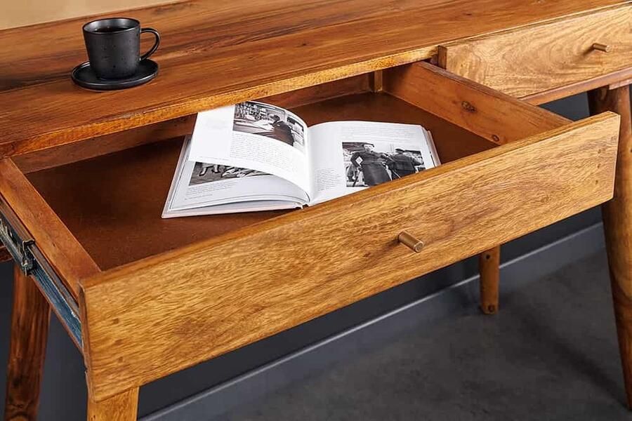 Invicta Interior Massief houten consoletafel BEAUTY BY NATURE 110 cm bureau met sheesham steenafwerking en opbergruimte 43751 - Foto 2