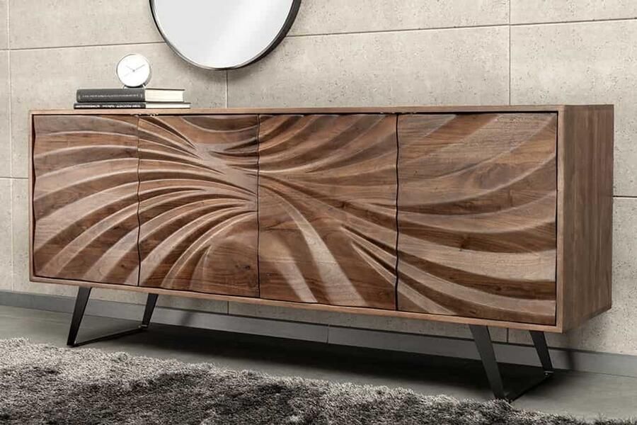 Invicta Interior Massief houten dressoir HURRICANE 175cm bruin acacia 3D-ontwerp 44389