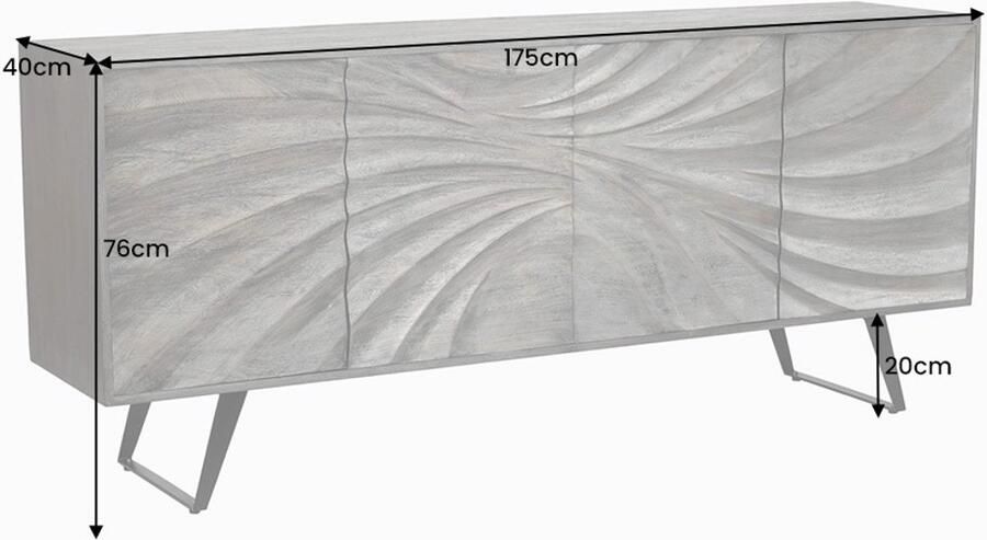 Invicta Interior Massief houten dressoir HURRICANE 175cm bruin acacia 3D-ontwerp 44389 - Foto 2