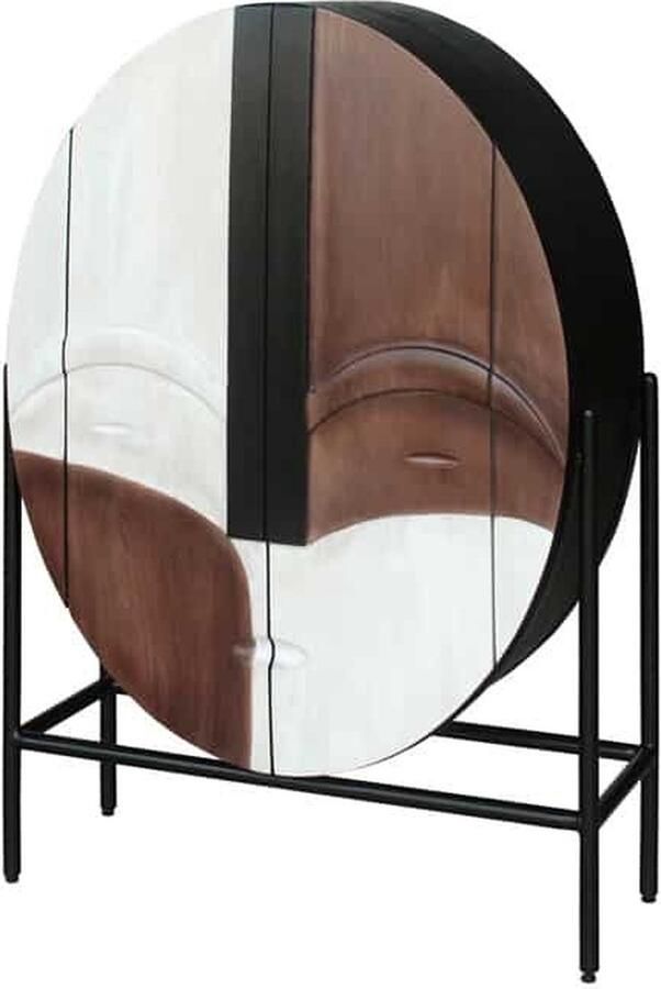 Invicta Interior Massief houten dressoir VOODOO 120cm bruin wit zwart mangohout ovaal metalen frame 44487