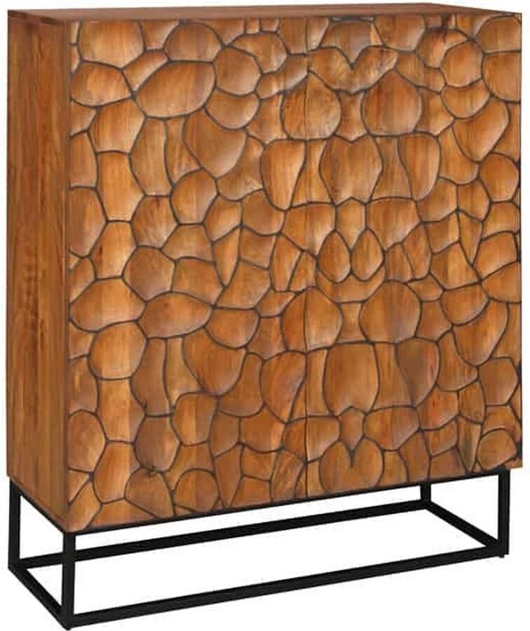 Invicta Interior Massief houten dressoir VULCANO 120cm bruin mangohout handgemaakt metalen frame zwart 44650