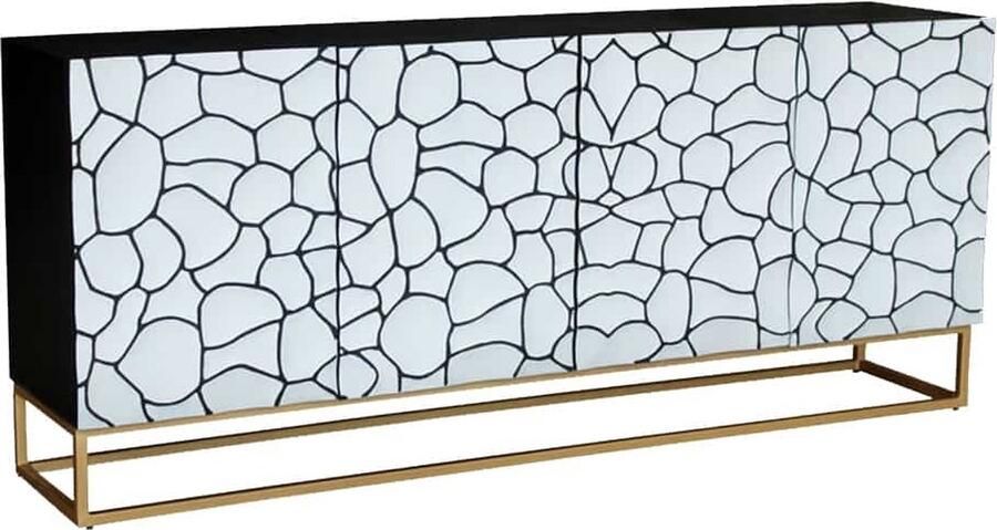 Invicta Interior Massief houten dressoir VULCANO 180 cm wit mangohout handgemaakt metalen frame zwart 44646