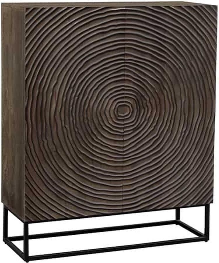 Invicta Interior Massief houten dressoir ZEN CIRCLES 120cm donkerbruin mangohout 3D design 44579