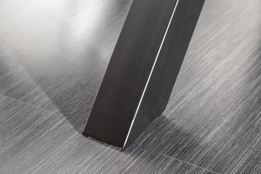 Invicta Interior Massief houten eettafel BARRACUDA 220cm naturel teakhout incl. glazen blad zwart metalen poten X-frame 39699