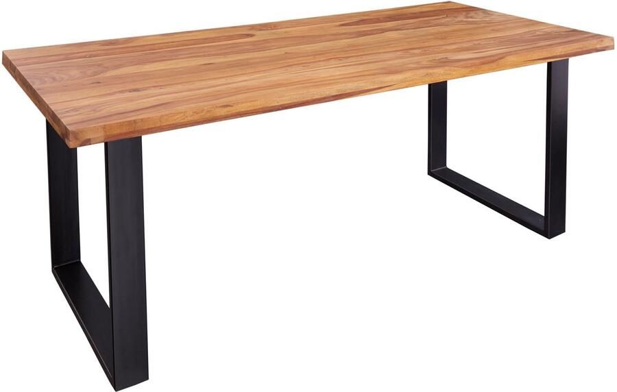 Invicta Interior Massief houten eettafel IRON CRAFT 160cm naturel zwarte Sheesham steenafwerking Industrieel Design 39868 - Foto 2