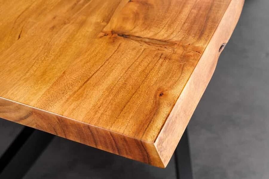 Invicta Interior Massief houten eettafel MAMMUT 200 cm Acacia zwart metalen boomrand 3 5 cm tafelblad 43783
