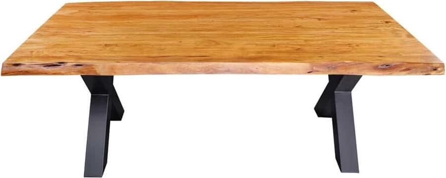 Invicta Interior Massief houten eettafel MAMMUT 200 cm Acacia X-Frame zwart metalen boomrand 5 cm tafelblad 6043787 - Foto 2
