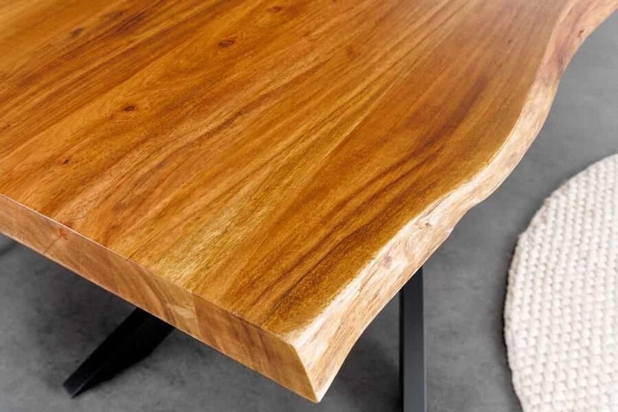 Invicta Interior Massief houten eettafel MAMMUT 200 cm Acacia zwart metalen boomrand 6 cm tafelblad 43784 - Foto 3