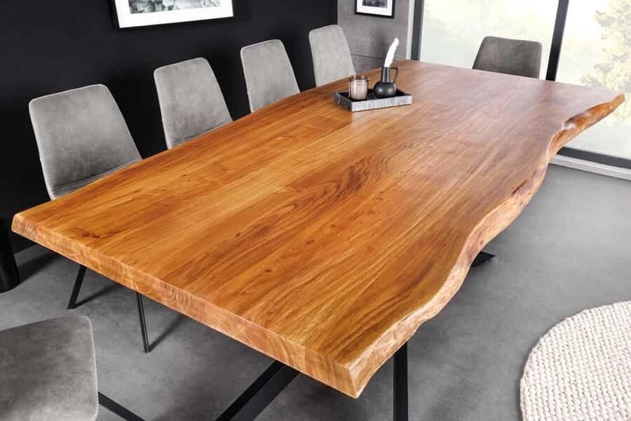 Invicta Interior Massief houten eettafel MAMMUT 200 cm Acacia zwart metalen boomrand 6 cm tafelblad 43784 - Foto 2
