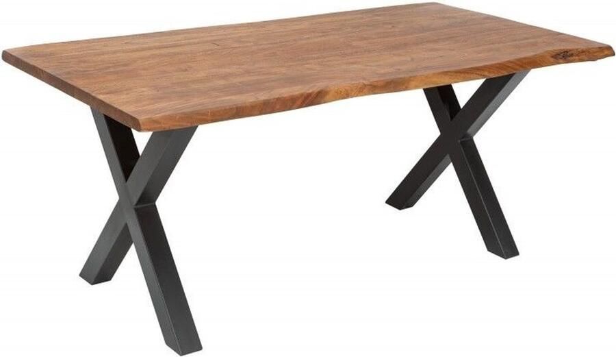 Invicta Interior Massief houten eettafel MAMMUT NATURE 160 cm Acacia X-Frame zwarte boomrand 3 5 cm tafelblad 38351 - Foto 2