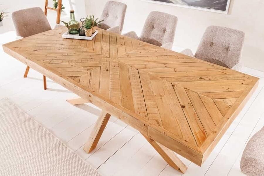 Invicta Interior Massief houten eettafel MOSAIK 200 cm natuurlijk gerecycled grenenhouten sterframe 44090 - Foto 2