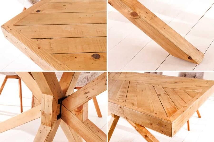 Invicta Interior Massief houten eettafel MOSAIC 200cm natuurlijk grenenhout gerecycled sterframe 44090