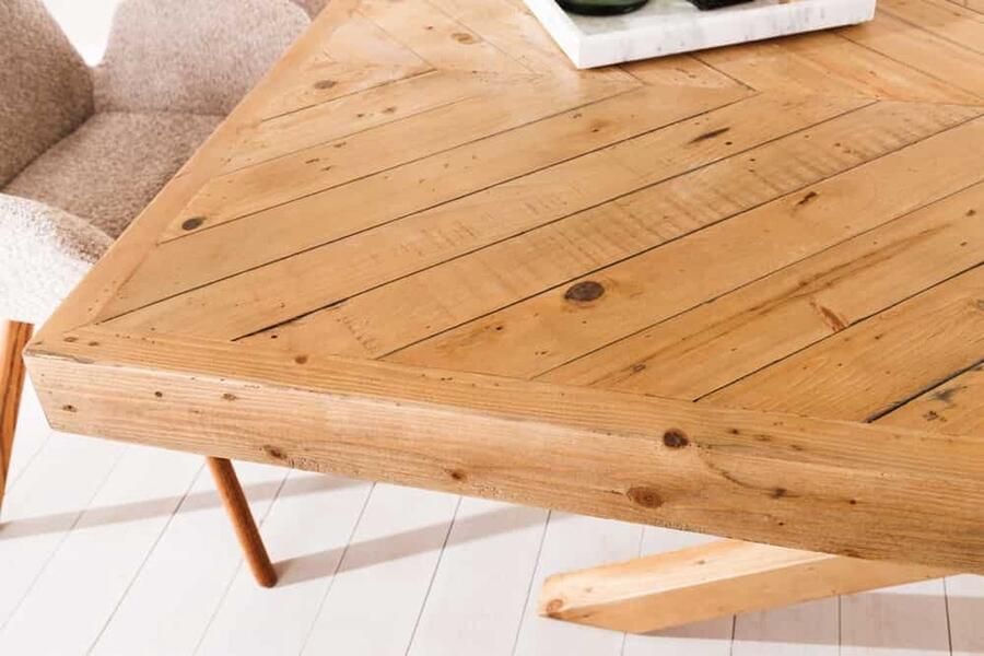 Invicta Interior Massief houten eettafel MOSAIK 160 cm natuurlijk gerecycled grenenhouten sterframe 44089 - Foto 3