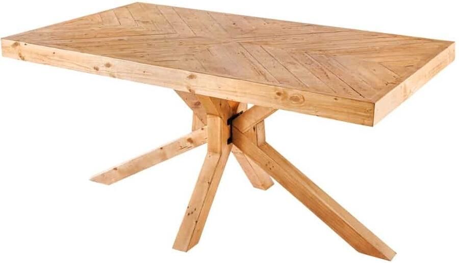 Invicta Interior Massief houten eettafel MOSAIK 160 cm natuurlijk gerecycled grenenhouten sterframe 44089 - Foto 2