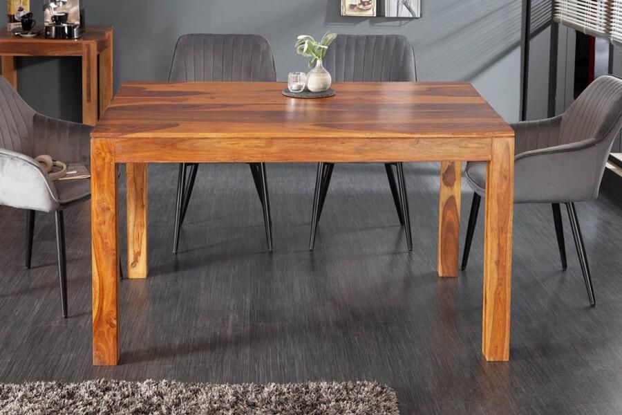 Invicta Interior Massief houten eettafel PURE 120 cm bruin sheeshamhout met een unieke nerf 44048