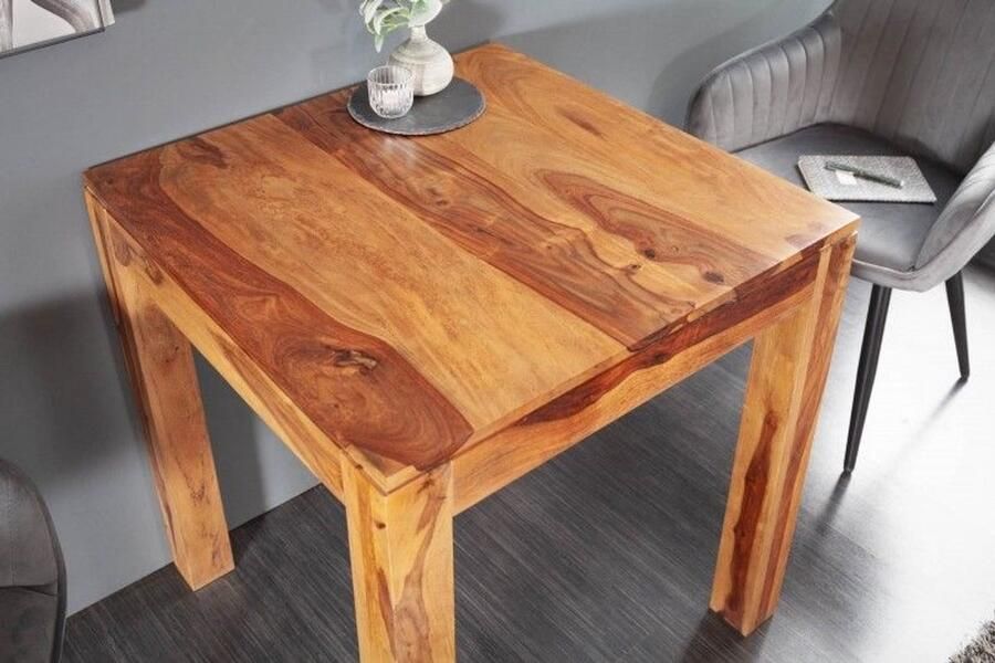 Invicta Interior Massief houten eettafel Seraph Treasure 70cm bistrotafel met natuurlijke Sheesham steenafwerking vierkant - Foto 2
