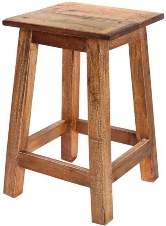 Invicta Interior Massief houten kruk JAKPrestige GleamA 50 cm gerecyclede bijzettafelkruk - Foto 2