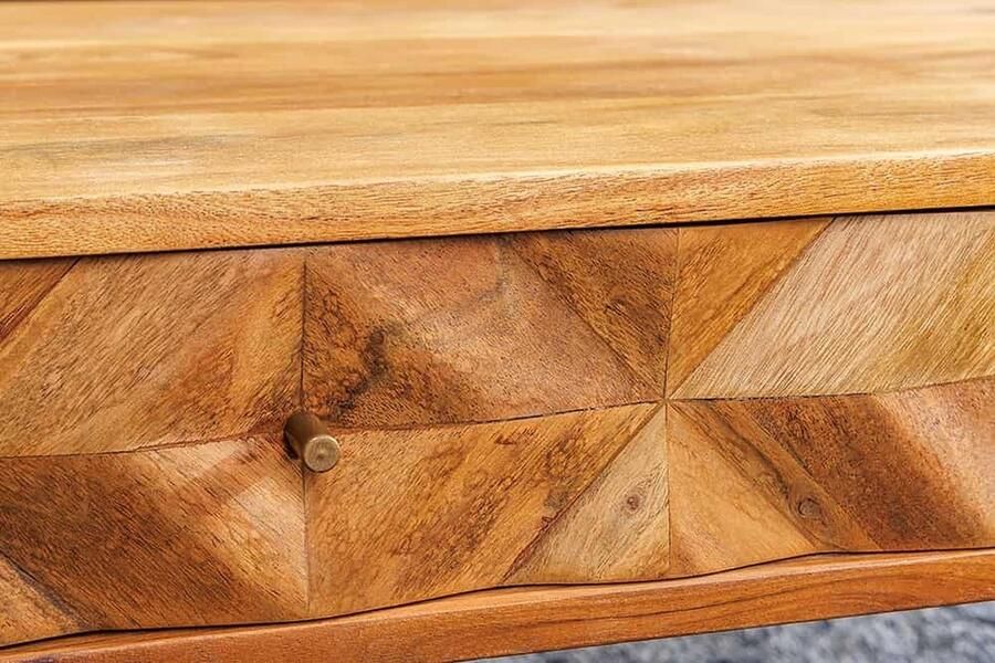 Invicta Interior Massief houten salontafel ALPINE 105 cm natuurlijke acaciahoningafwerking met opberglades 43734 - Foto 2