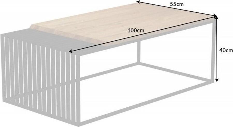 Invicta Interior Massief houten salontafel ARCHITECTURE 100cm geolied eiken zwart metalen frame 41576 - Foto 4
