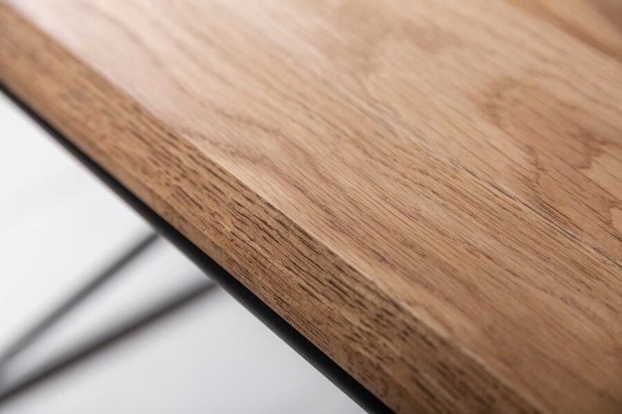 Invicta Interior Massief houten salontafel ARCHITECTURE 110cm geolied eiken zwart metalen frame met plank 41577