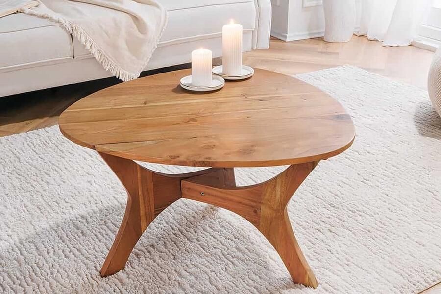 Invicta Interior Massief houten salontafel ARCHITECTURE 70 cm acacia driehoekig met natuurlijke honingafwerking 43739 - Foto 2