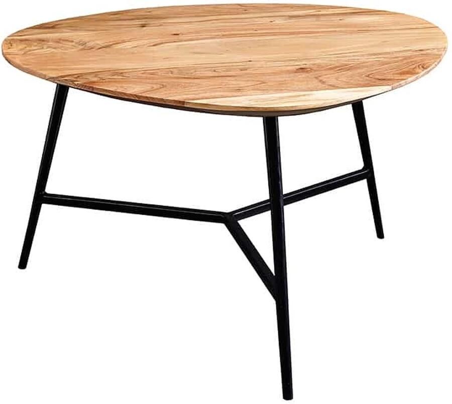 Invicta Interior Massief houten salontafel BEAUTY BY NATURE 70 cm Acacia niertafel driehoekig metaal zwart 43741