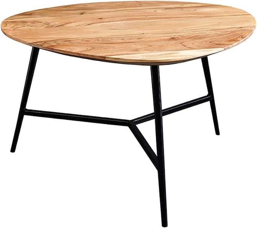 Invicta Interior Massief houten salontafel BEAUTY BY NATURE 70 cm Acacia niertafel driehoekig metaal zwart 43741