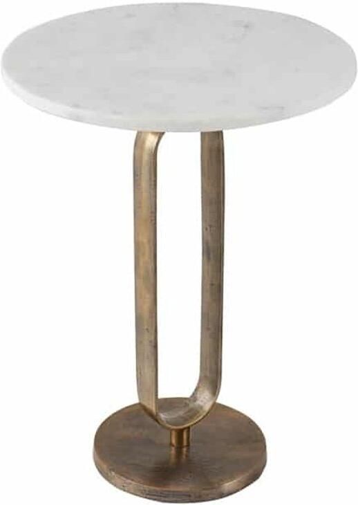 Invicta Interior Ronde bijzettafel ELEGANCE 60cm witgoud antiek marmer metaal aluminium handgemaakt 43612