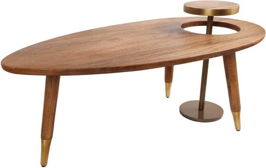 Invicta Interior Massief houten salontafel GATSBY 110 cm bruin goud mango ovale ronde bijzettafel set van 2 retro design 43348 - Foto 2