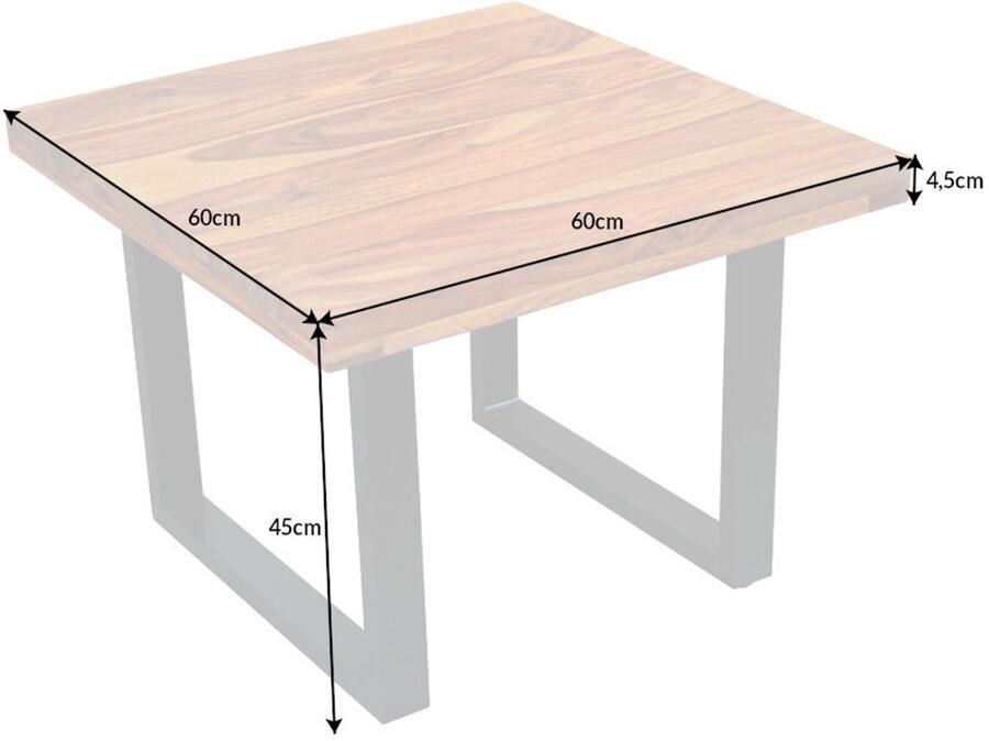 Invicta Interior Massief houten salontafel IRON CRAFT 60 cm bruin Sheesham stone afwerking Industrial Design 39872 - Foto 2