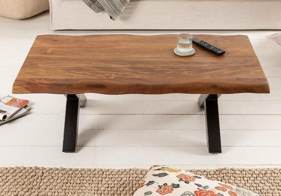 Invicta Interior Massief houten salontafel MAMMUT 110 cm acaciaboomrand honingafwerking 3 5 cm tafelblad 6539739 - Foto 2