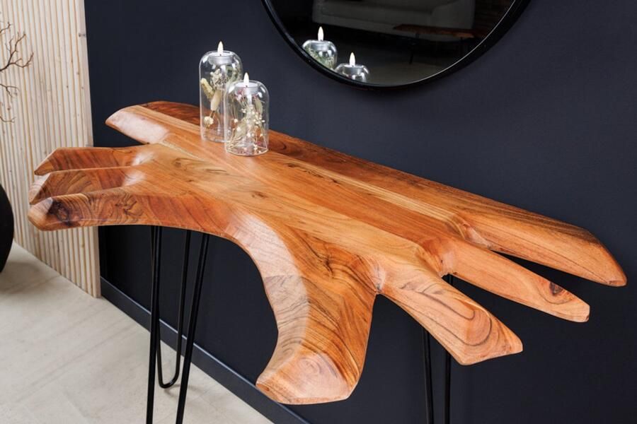 Invicta Interior Massief houten salontafel Venezia Finesse 100cm naturel acacia met opbergruimte lades opbergvak