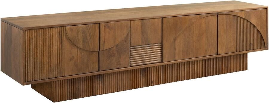 Invicta Interior Massief houten TV Lowboard ART DECO 200cm Bruin Gerookt Mangohout 3D Front 45479 - Foto 2
