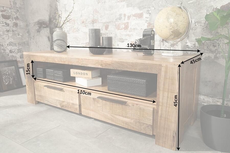 Invicta Interior Massief tv-meubel IRON CRAFT 130cm mangohouten lowboard 2 lades 38931 - Foto 2