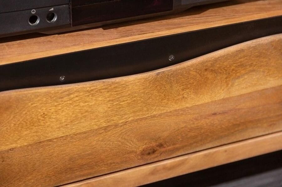 Invicta Interior Massief tv-meubel MAMMUT 160 cm lowboard met metalen boomrand in acaciahoningafwerking 39365 - Foto 3