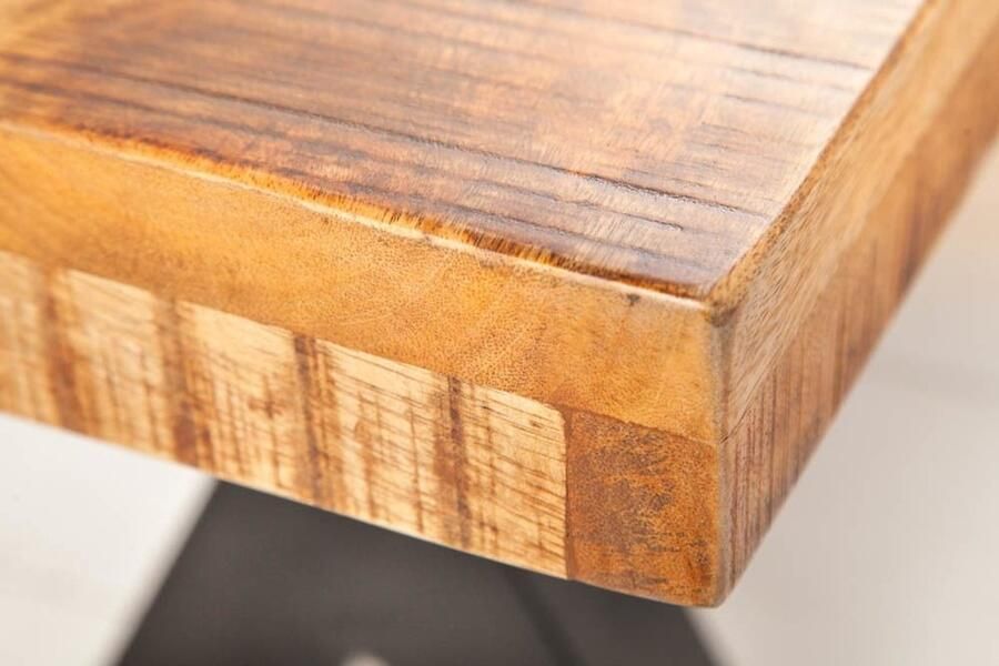 Invicta Interior Industriële Bank IRON CRAFT 200cm Mangohout met Zwarte X-poten 6540159 - Foto 3