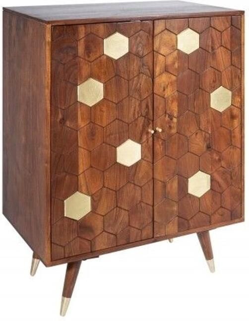 Invicta Interior Massieve barkast MYSTIC LIVING 75cm acacia bruin goud retro design 39951