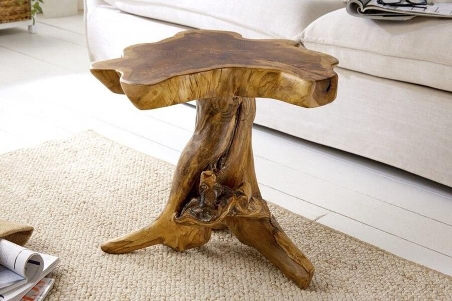 Invicta Interior Massieve bijzettafel Aurora Delight 40cm teak met jaarringen - Foto 2