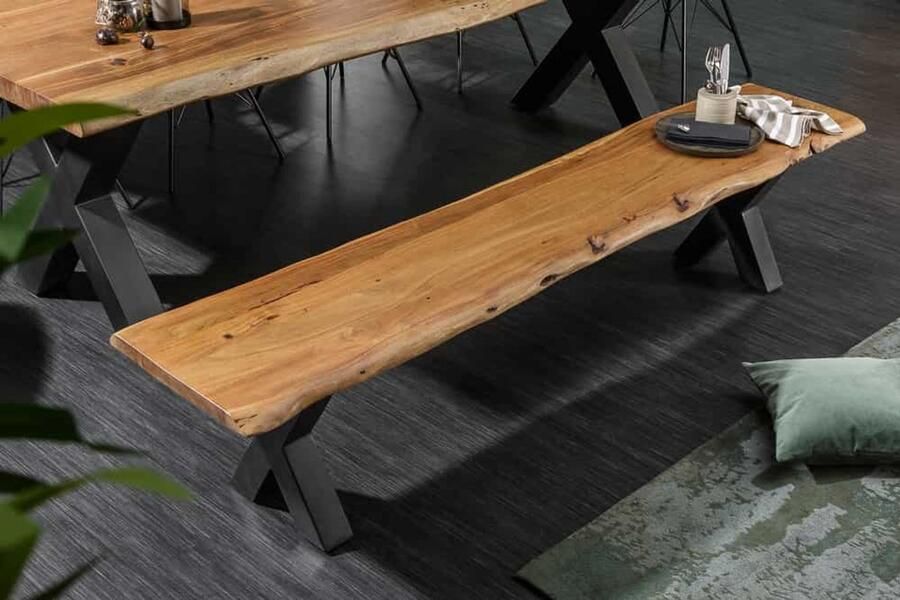 Invicta Interior Massieve boomstambank MAMMUT NATURE 200 cm acaciahout massief hout 3 5 cm dik paneel 38354