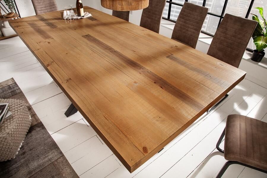 Invicta Interior Massieve eettafel GALAXIE 240 cm vintage bruin gerecycled grenenhout zwart stalen frame 43561 - Foto 3