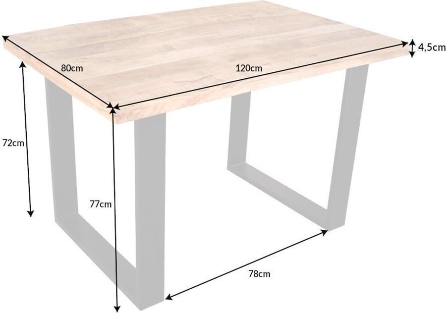 Invicta Interior Massieve eettafel IRON CRAFT 120cm mangohout zwart ijzeren frame slede industrieel design 39875 - Foto 4