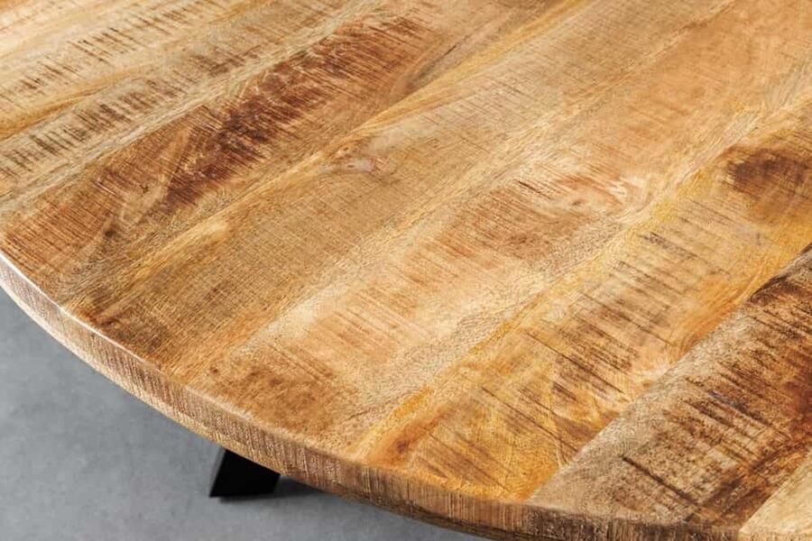 Invicta Interior Massieve eettafel IRON CRAFT 145cm naturel rond mangohout metaal industrieel design 43836 - Foto 2