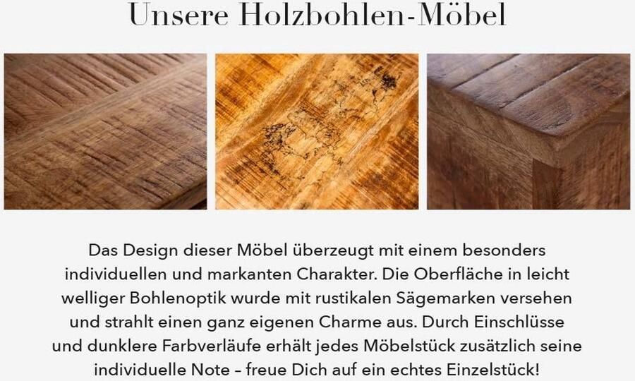 Invicta Interior Massieve eettafel IRON CRAFT 160cm natuurlijk mangohout industrieel design X-frame zwart metaal 6540012 - Foto 2