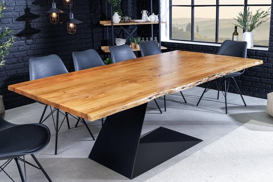 Invicta Interior Massieve eettafel MAMMUT BALANCE 200cm naturel bruin acacia zwarte boomrand 44361 - Foto 2