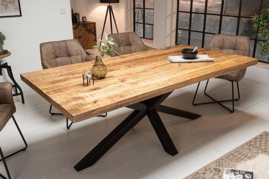 Invicta Interior Massieve industrieele eettafel GALAXIE 200cm mangohouten stervormig frame 39444 - Foto 3