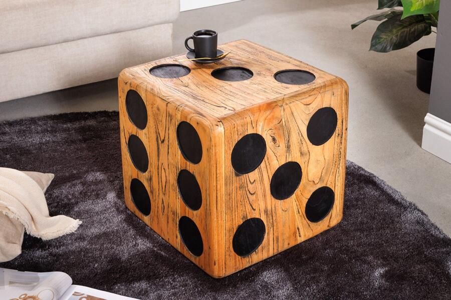 Invicta Interior Massieve kubuskruk CUBE 41cm naturel Mindiholz bijzettafel stapelbaar 41811