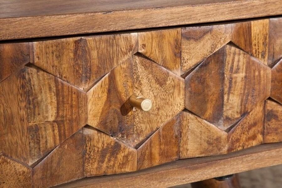 Invicta Interior Massieve salontafel MYSTIC LIVING 100cm Sheesham naturel 3D oppervlak massief hout 39743 - Foto 3